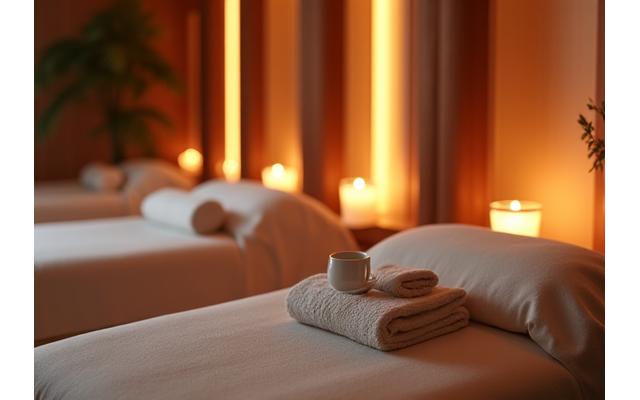 Plush relaxation lounge with soft lighting and comfortable seating