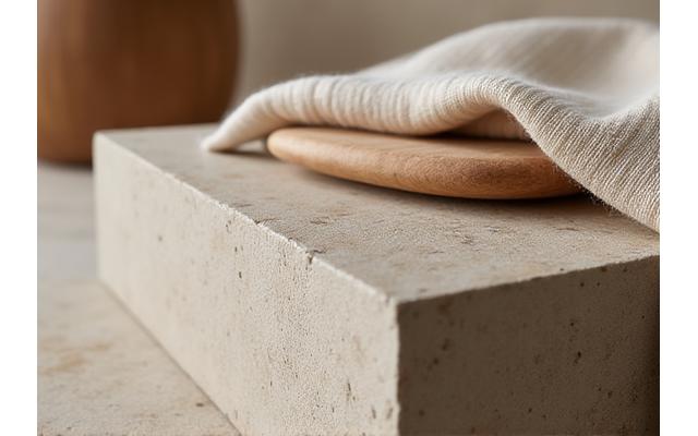 Sustainable wood and stone materials in a spa interior