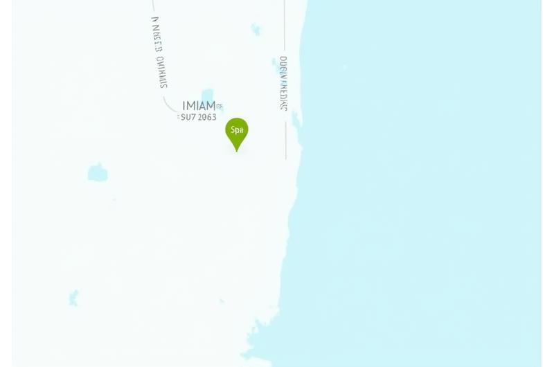 Static map showing Serene Oasis Spa's prime location in Miami, Florida