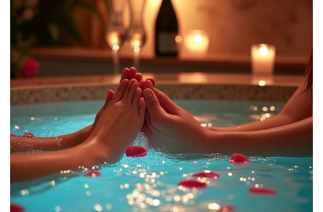 Two people enjoying a tranquil spa moment together