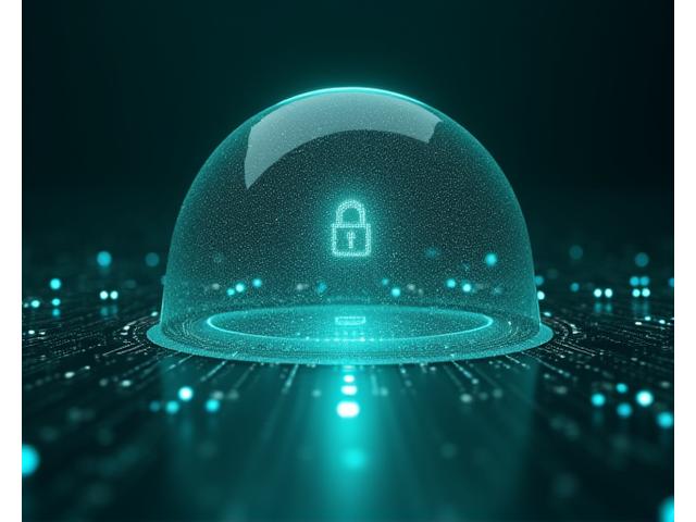 Abstract visualization of interconnected secure networks, symbolizing digital data protection.